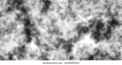 Dotted gradient vector illustration, white and black halftone background, horizontal seamless dotted lines, monochrome dots texture backdrop, retro effect. modern	
