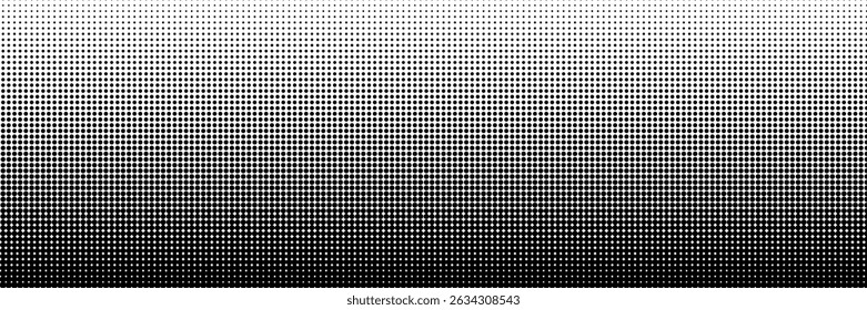 Dotted gradient vector illustration, white and black halftone background, horizontal seamless dotted lines, monochrome dots texture backdrop, retro effect. modern