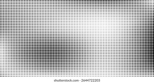 Dotted gradient vector illustration, white and black halftone background, horizontal seamless dotted lines, monochrome dots texture backdrop, retro effect. modern	
