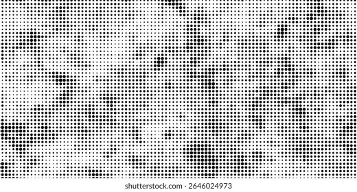 Dotted gradient vector illustration, white and black halftone background, horizontal seamless dotted lines, monochrome dots texture backdrop, retro effect. modern	
