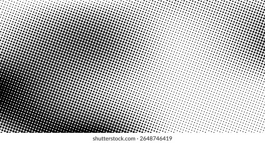 Dotted gradient vector illustration, white and black halftone background, horizontal seamless dotted lines, monochrome dots texture backdrop, retro effect. modern