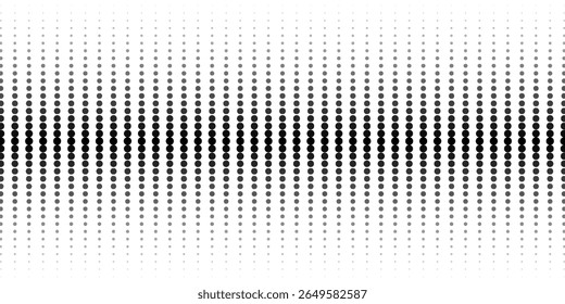 Ilustración vectorial de degradado punteado, fondo de semitono blanco y negro, líneas punteadas Horizontales sin costuras, telón de fondo de textura de puntos monocromáticos, efecto retro. moderno