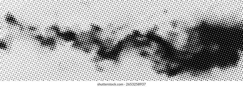 Dotted gradient vector illustration, white and black halftone background, horizontal seamless dotted lines, monochrome dots texture backdrop, retro effect. modern	
