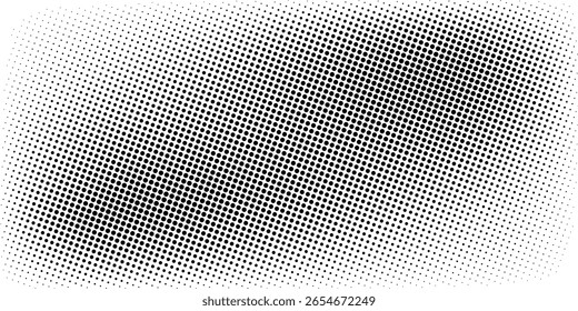 Ilustração de vetor de gradiente pontilhado, fundo de meio-tom branco e preto, linhas pontilhadas horizontais sem costura, fundo de textura de pontos monocromáticos, efeito retro. moderno