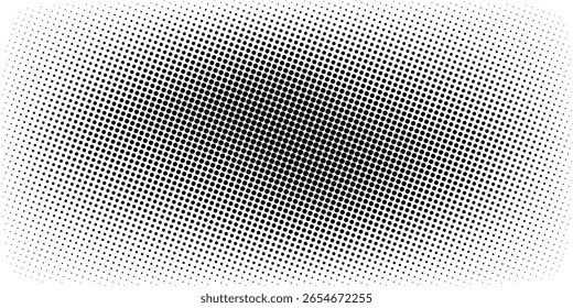 Ilustração de vetor de gradiente pontilhado, fundo de meio-tom branco e preto, linhas pontilhadas horizontais sem costura, fundo de textura de pontos monocromáticos, efeito retro. moderno