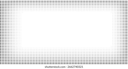 Ilustración vectorial de degradado punteado, fondo de semitono blanco y negro, líneas punteadas Horizontales sin costuras, telón de fondo de textura de puntos monocromáticos, efecto retro. moderno