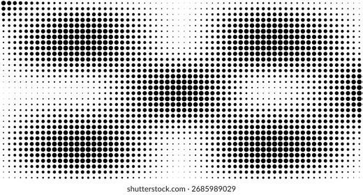 Dotted gradient vector illustration, white and black halftone background, horizontal seamless dotted lines, monochrome dots texture backdrop, retro effect. modern