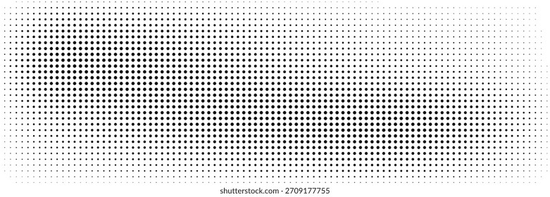 Dotted gradient vector illustration, white and black halftone background, horizontal seamless dotted lines, monochrome dots texture backdrop, retro effect. modern	
