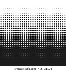 Dotted gradient vector illustration, white and black halftone background, horizontal seamless dotted lines, monochrome dots texture backdrop, retro effect
