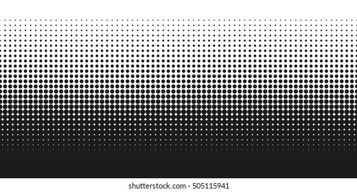 Dotted gradient vector illustration  white   black halftone background  horizontal seamless dotted lines  monochrome dots texture backdrop  retro effect
