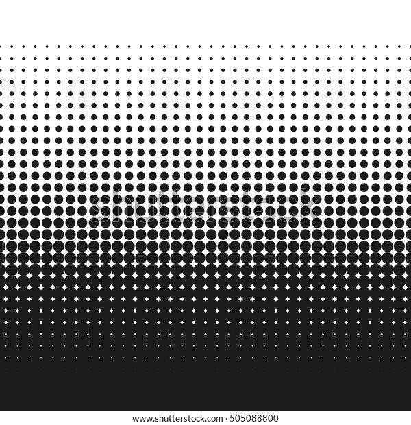 白と黒のハーフトーン背景に点線のグラデーションベクターイラスト 水平のシームレスな点線 白黒のドットテクスチャ背景 レトロな効果 のベクター画像素材 ロイヤリティフリー