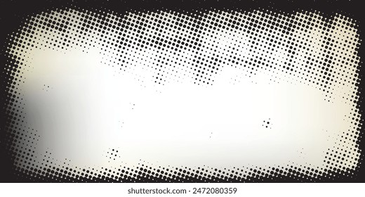 Dotted gradient vector pattern illustration, white and black halftone polka background graphic, horizontal seamless circle dotted lines, monochrome dots texture backdrop, retro popart effect half tone