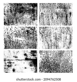 Dotted and Grainy Rusty Metal Surface Grunge Textures Set. Grain of vintage weathered paint 