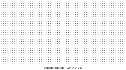 Dotted graph paper with grid. Polka dot pattern, geometric texture for calligraphy drawing or writing. Blank sheet of note paper, school notebook. Vector illustration