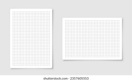 Dotted graph paper with grid. Polka dot pattern, geometric texture for calligraphy drawing or writing. Blank sheet of note paper, school notebook. Vector illustration