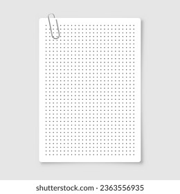 Papel gráfico con cuadrícula. Patrón de puntos polka, textura geométrica para dibujo o escritura caligráfica. Hoja en blanco de papel de nota, cuaderno escolar. Ilustración del vector