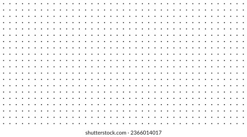 Dotted graph paper with grid. Polka dot pattern, geometric texture for calligraphy drawing or writing. Blank sheet of note paper, school notebook. Vector illustration