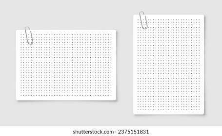 Dotted graph paper with grid. Polka dot pattern, geometric texture for calligraphy drawing or writing. Blank sheet of note paper, school notebook. Vector illustration.