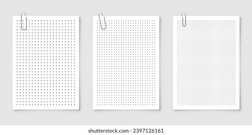 Dotted graph paper with grid. Polka dot pattern, geometric texture for calligraphy drawing or writing. Blank sheet of note paper, school notebook. Vector illustration