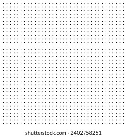 Dotted graph paper with grid. Polka dot pattern, geometric texture for calligraphy drawing or writing. Blank sheet of note paper, school notebook. Vector illustration