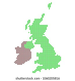 Dotted Great Britain And Ireland Map. Vector collage of Great Britain And Ireland Map organized of circle dots. Vector geographic map.