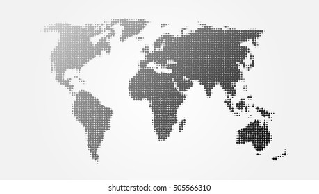 Dotted Grey Abstract World Map. EPS10 Vector