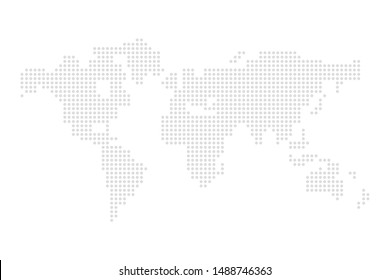 dotted grey world map illustration vector