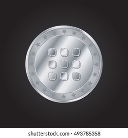 Dotted Grid embossed realistic silver / platinum coin precious Icon / Logo Design