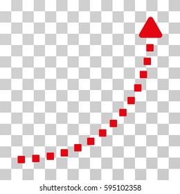 Dotted Growth Line icon. Vector illustration style is flat iconic symbol, red color, transparent background. Designed for web and software interfaces.