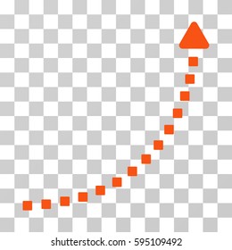 Dotted Growth Line icon. Vector illustration style is flat iconic symbol, orange color, transparent background. Designed for web and software interfaces.