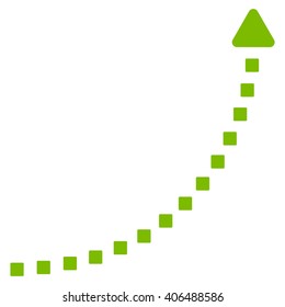 Dotted Growth Line vector toolbar icon. Style is flat icon symbol, eco green color, white background, square dots.