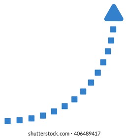 Dotted Growth Line vector toolbar icon. Style is flat icon symbol, cobalt color, white background, square dots.