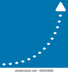Dotted Growth Line vector toolbar icon. Style is flat icon symbol, white color, blue background, rhombus dots.