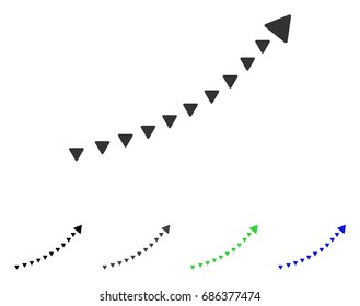 Dotted Growth Trend flat vector illustration. Colored dotted growth trend gray, black, blue, green icon variants. Flat icon style for application design.