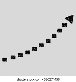 Dotted Growth Trend grainy textured icon for overlay watermark stamps. Flat symbol with unclean texture. Dotted vector black ink rubber seal stamp with grunge design on a light gray background.