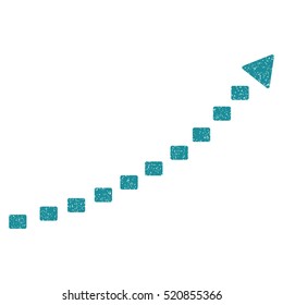 Dotted Growth Trend grainy textured icon for overlay watermark stamps. Flat symbol with scratched texture. Dotted vector soft blue ink rubber seal stamp with grunge design on a white background.