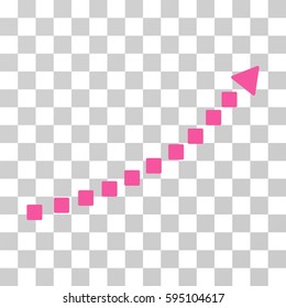 Dotted Growth Trend icon. Vector illustration style is flat iconic symbol, pink color, transparent background. Designed for web and software interfaces.
