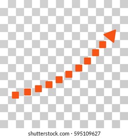 Dotted Growth Trend icon. Vector illustration style is flat iconic symbol, orange color, transparent background. Designed for web and software interfaces.