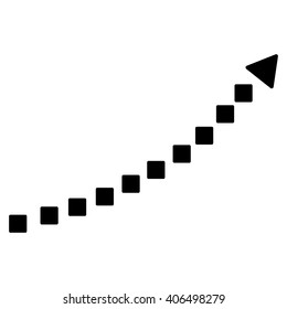 Dotted Growth Trend vector toolbar icon. Style is flat icon symbol, black color, white background, square dots.