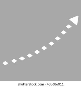 Dotted Growth Trend vector toolbar icon. Style is flat icon symbol, white color, silver background, rhombus dots.
