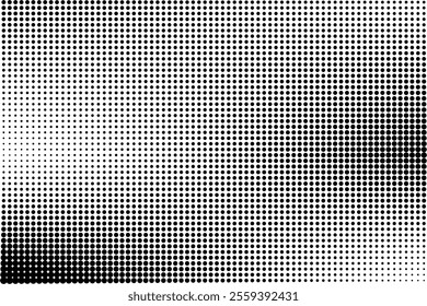 Dotted grunge halftone gradient background. Faded grit noise texture. White and black sand wallpaper. Retro pixelated backdrop. Anime or manga style comic overlay. 