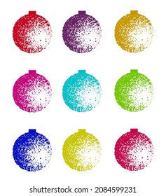 Dotted Grunged Textured Colorful Christmas Balls Ornaments