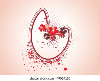 dotted, grungy background with floral frame, illustration