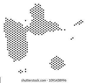 Dotted Guadeloupe map. Vector geographical plan. Cartographic concept of Guadeloupe map constructed from sphere elements.