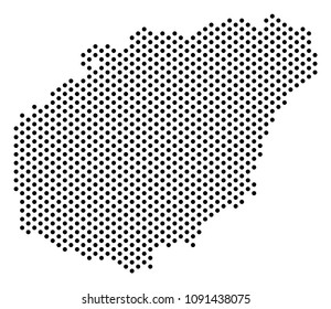 Dotted Hainan Island map. Vector territory scheme. Cartographic concept of Hainan Island map formed with circle points.