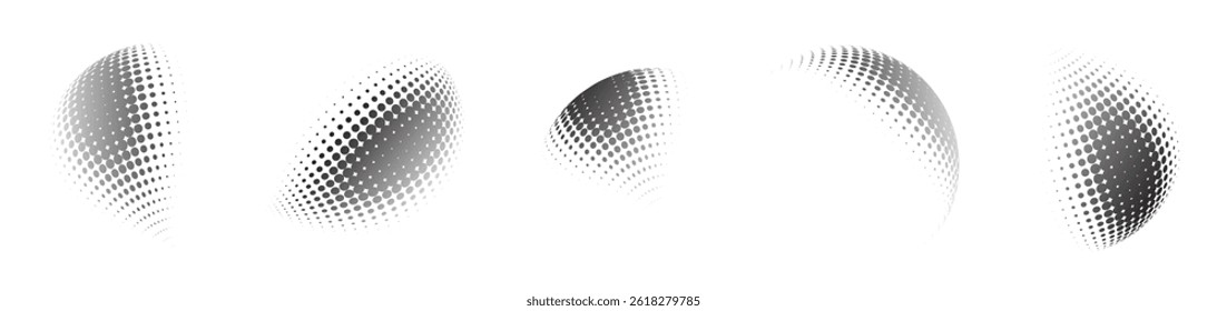 Dotted halftone 3D sphere. perspective halftone gradient texture globe 