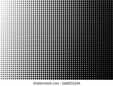 Dotted Halftone Background. Black and White Gradient Texture. Abstract Fade Backdrop. Vintage Overlay. Vector illustration