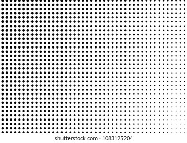 Dotted Halftone Background. Black and White Dots Pattern. Pop-art Distressed Backdrop. Vintage Texture. Vector illustration