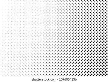 Dotted Halftone Background. Black and White Grunge Overlay. Distressed Points Texture. Dots Pop-art Backdrop. Vector illustration