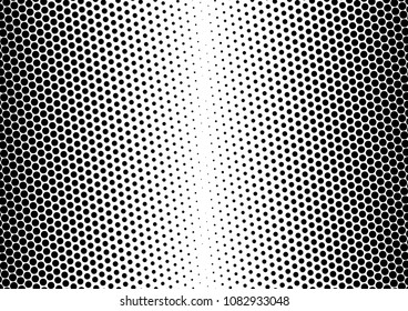 Dotted Halftone Background. Distressed Black and White Backdrop. Vintage Texture. Dots Monochrome Overlay. Vector illustration